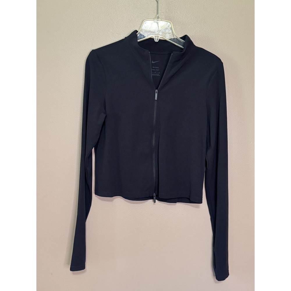 Nike Women's Black Zenvy Dri-FIT Full-Zip Long-Sleeve Top Size Large